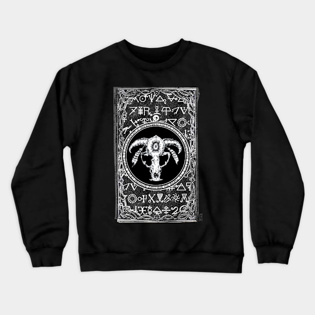 Golden Goat Totem Chaos Magic Gematria Zodiac Scull Crewneck Sweatshirt by Esoteric Origins